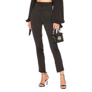 Chrissy Teigen x Revolve Wat Phra Black Satin Pin Tuck High Waist Pants